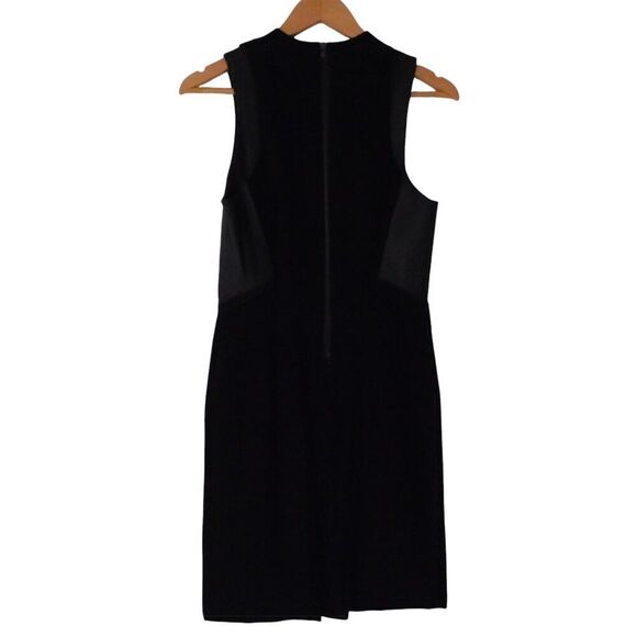 Helmut Lang Dress Black Leather Trim Wool Blend Cowl Neck Sleeveless Size 6 Wool - Picture 6 of 10